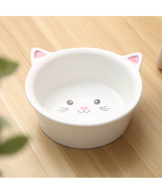 Ceramic Cat Face Pet Food Bowl