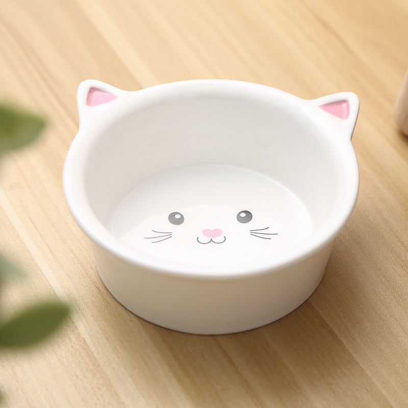 Ceramic Cat Face Pet Food Bowl