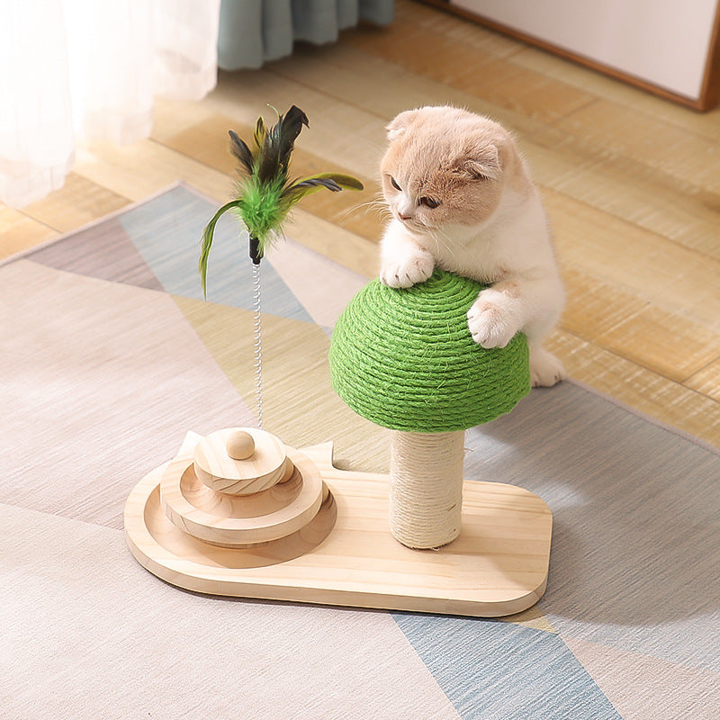 Wooden Cat Turntable Track Toy