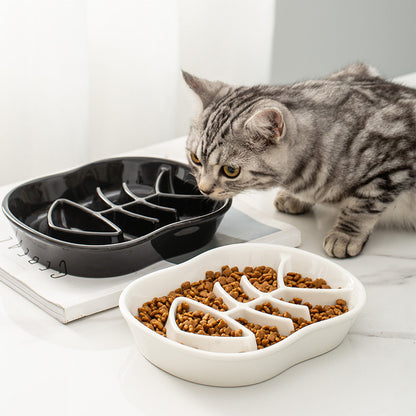 Ceramic Fish Shape Slow Feeder Pet Bowl