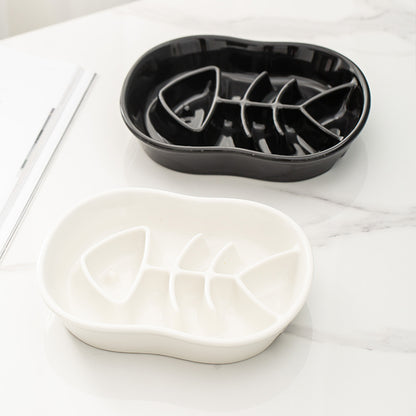 Ceramic Fish Shape Slow Feeder Pet Bowl