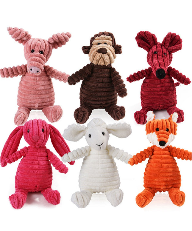 Plush Corduroy Squeaky Dog Toy