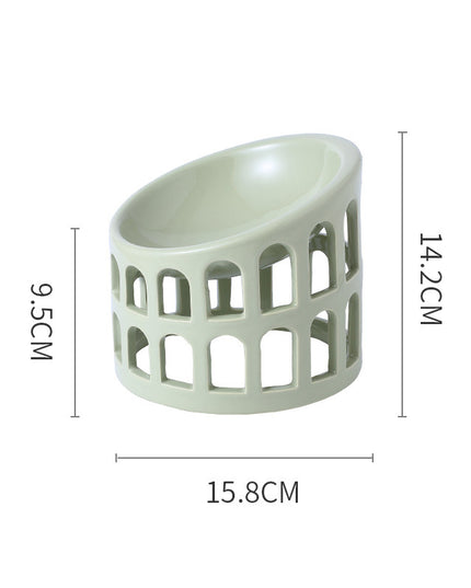 Earth Tone Ceramic Oblique Pet Food Bowl
