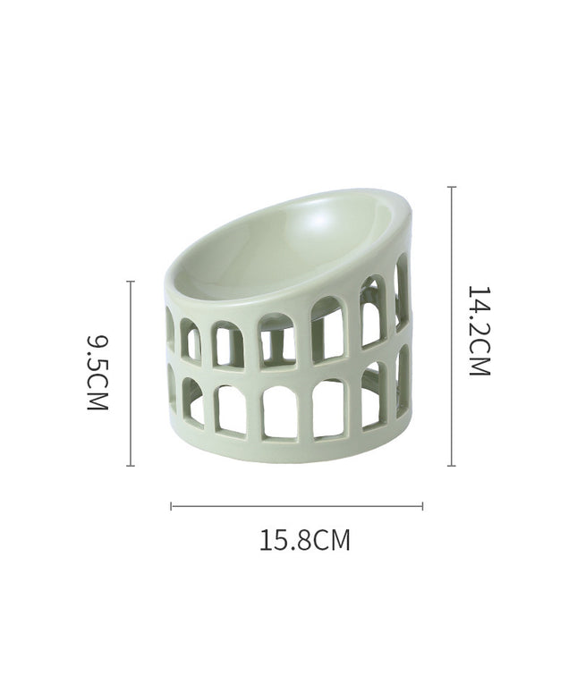 Earth Tone Ceramic Oblique Pet Food Bowl