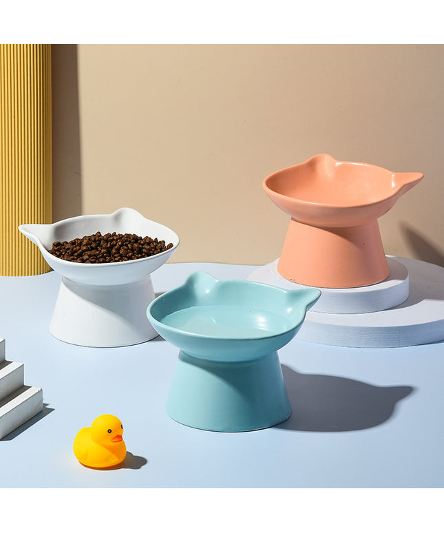 Slanted Ceramic Cat Bowl