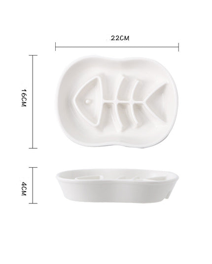 Ceramic Fish Shape Slow Feeder Pet Bowl