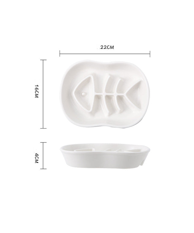 Ceramic Fish Shape Slow Feeder Pet Bowl