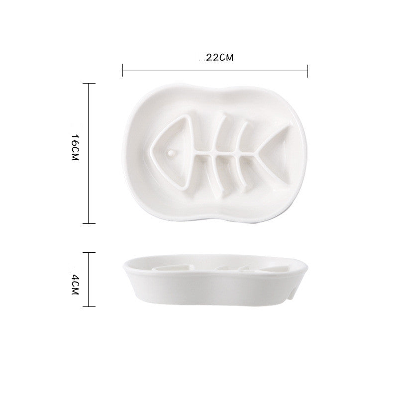 Ceramic Fish Shape Slow Feeder Pet Bowl