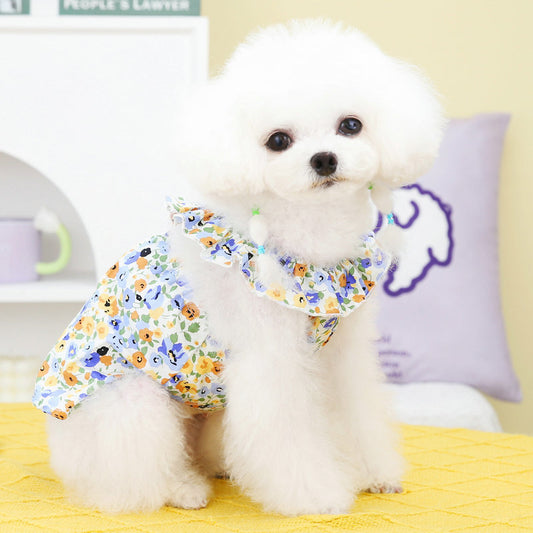 Princess Style Floral Spring and Summer Dog Dress