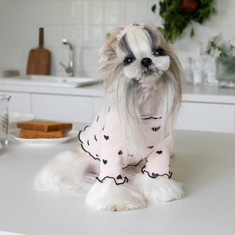 Heart Print Turtleneck Pet Shirt