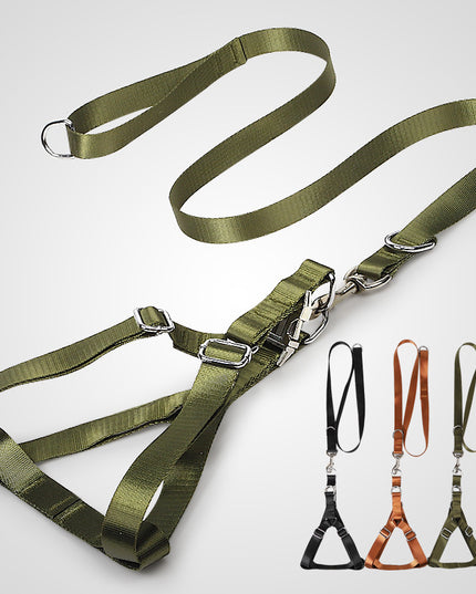 Earth Tone Alloy Buckle Nylon Dog Harness and Leash Set