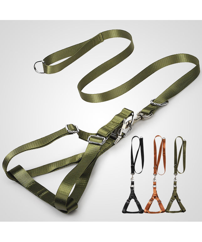 Earth Tone Alloy Buckle Nylon Dog Harness and Leash Set