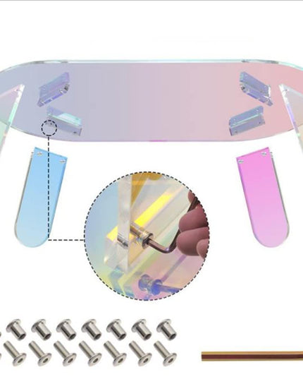 Iridescent Acrylic Coffee Table and End Table