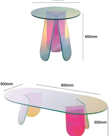 Iridescent Acrylic Coffee Table and End Table