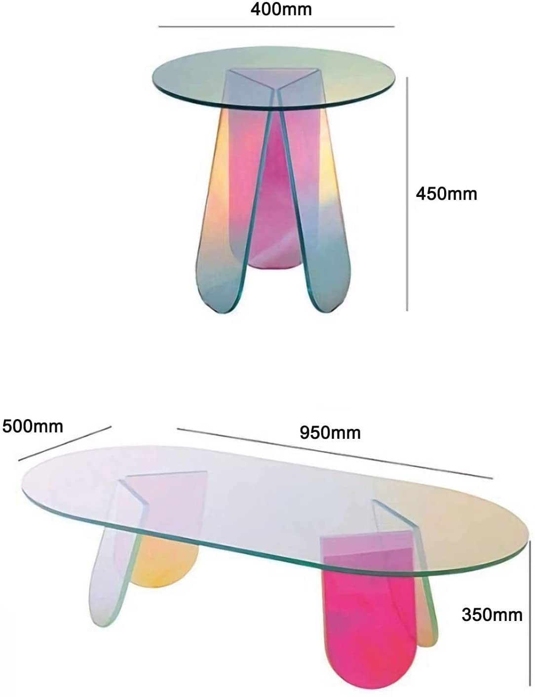 Iridescent Acrylic Coffee Table and End Table