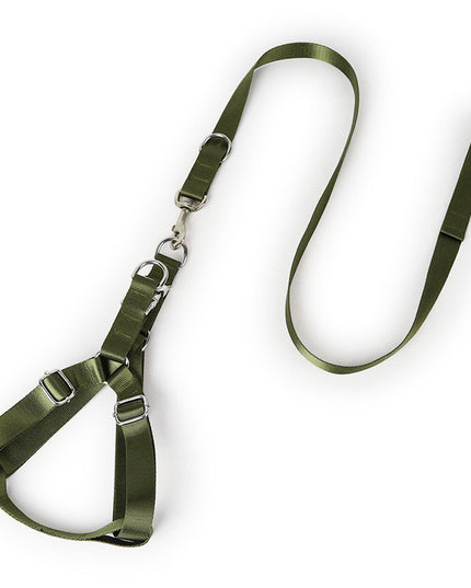 Earth Tone Alloy Buckle Nylon Dog Harness and Leash Set