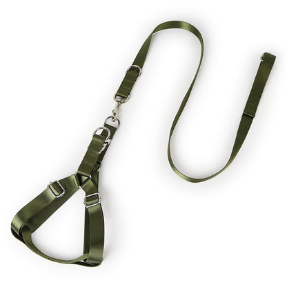 Earth Tone Alloy Buckle Nylon Dog Harness and Leash Set