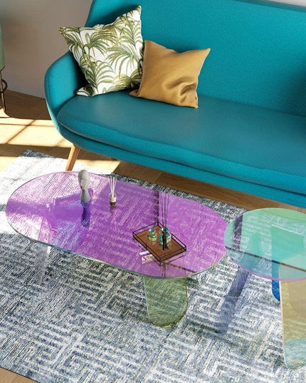 Iridescent Acrylic Coffee Table and End Table