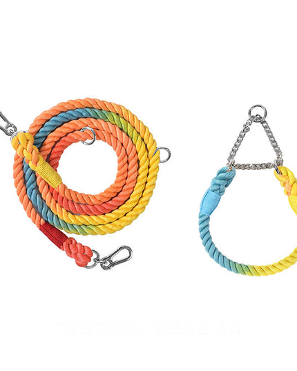 Twisted Double Head Pet Leash and Collar Set