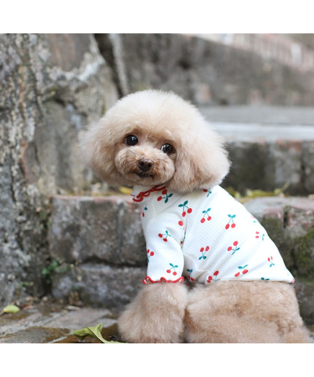 Cherry Print Turtleneck Dog Shirt