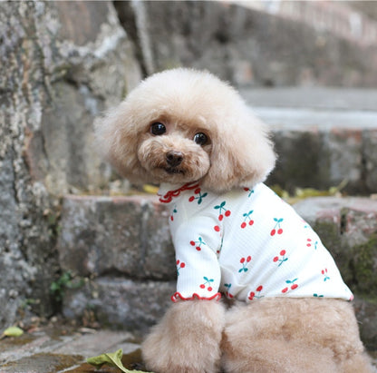 Cherry Print Turtleneck Dog Shirt