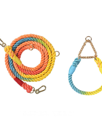 Twisted Double Head Pet Leash and Collar Set
