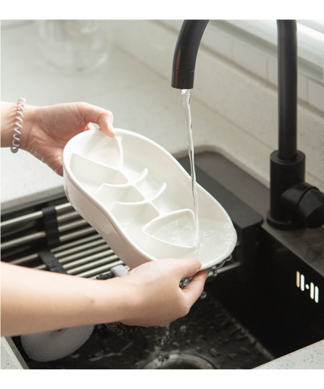 Ceramic Fish Shape Slow Feeder Pet Bowl