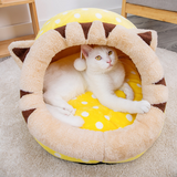 Warm cat bed in the shape of a lion.