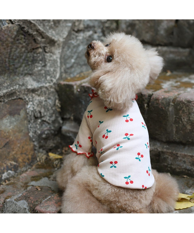 Cherry Print Turtleneck Dog Shirt