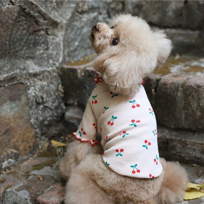 Cherry Print Turtleneck Dog Shirt