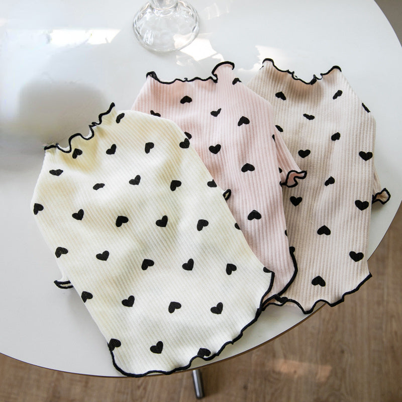 Heart Print Turtleneck Pet Shirt