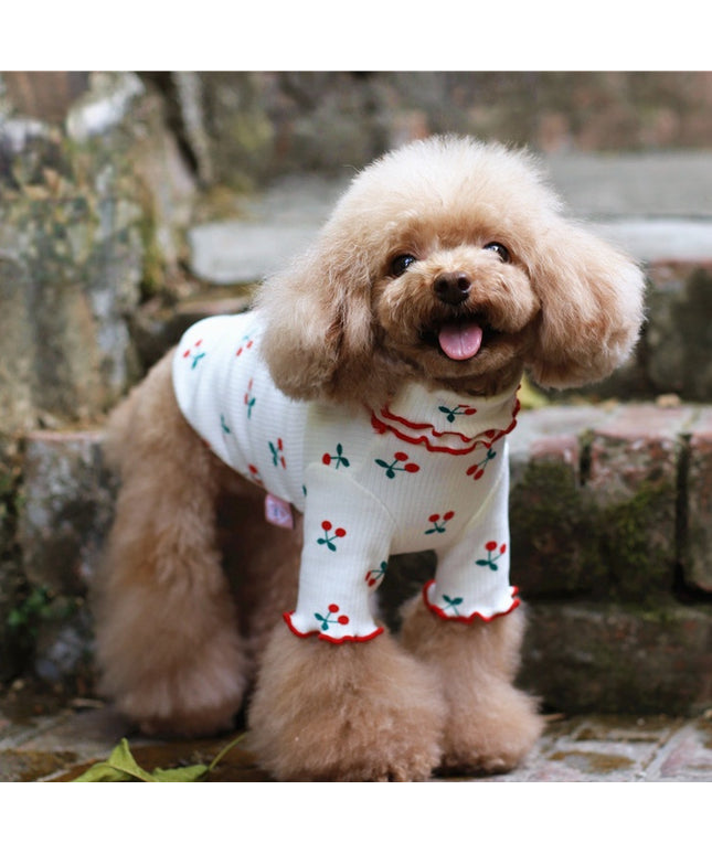 Cherry Print Turtleneck Dog Shirt