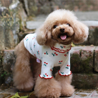 Cherry Print Turtleneck Dog Shirt