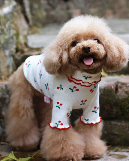 Cherry Print Turtleneck Dog Shirt