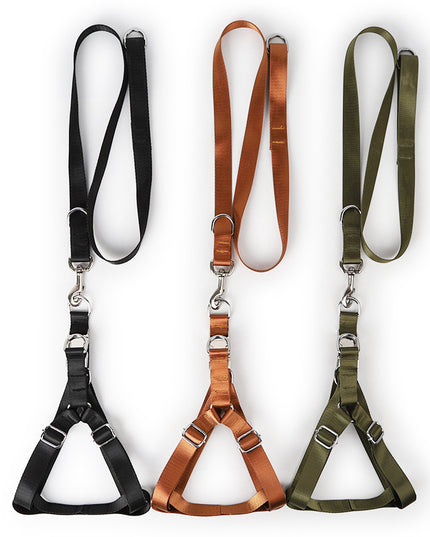 Earth Tone Alloy Buckle Nylon Dog Harness and Leash Set