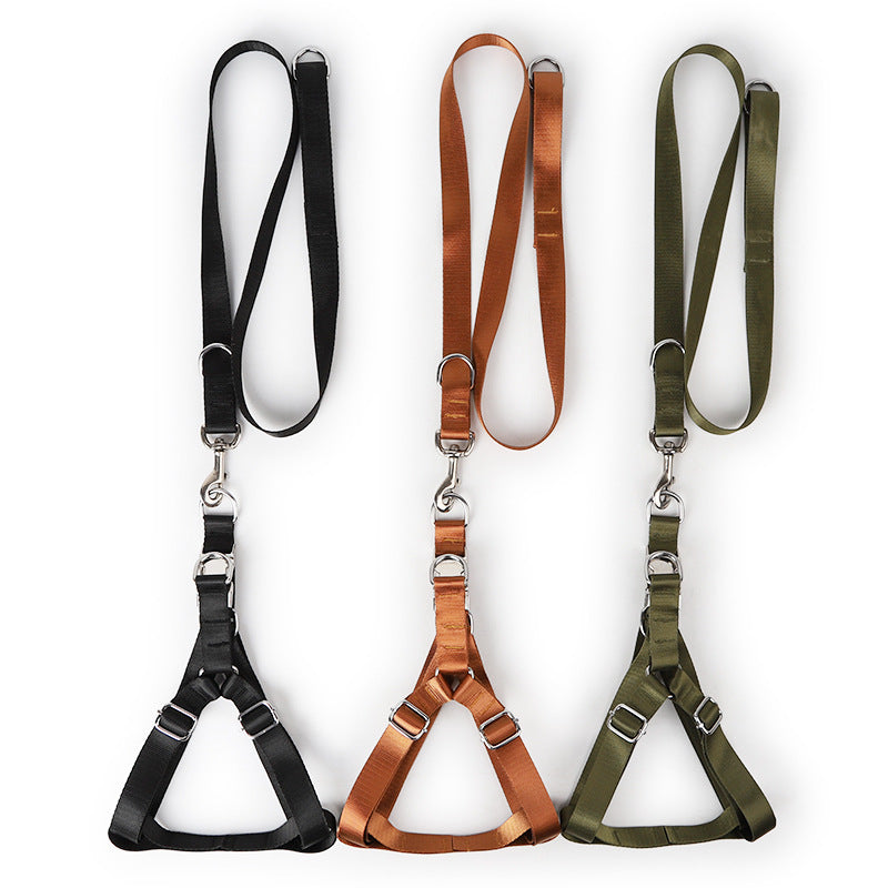 Earth Tone Alloy Buckle Nylon Dog Harness and Leash Set