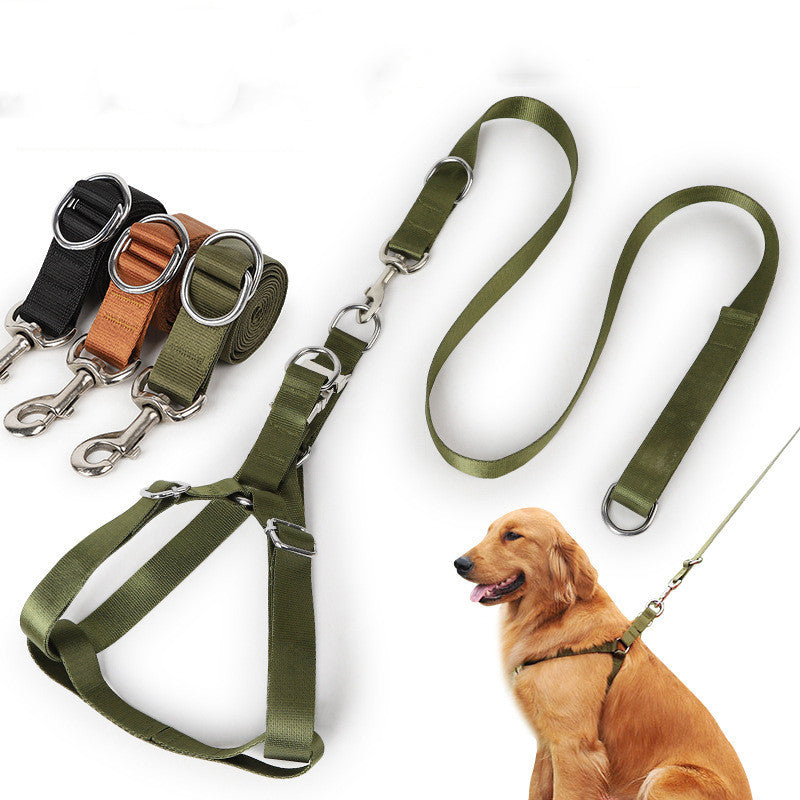 Earth Tone Alloy Buckle Nylon Dog Harness and Leash Set