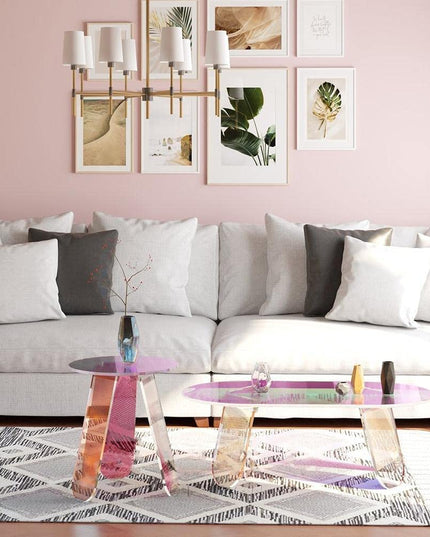Iridescent Acrylic Coffee Table and End Table