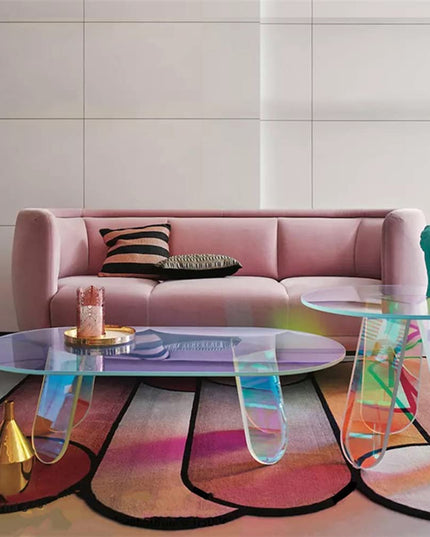 Iridescent Acrylic Coffee Table and End Table