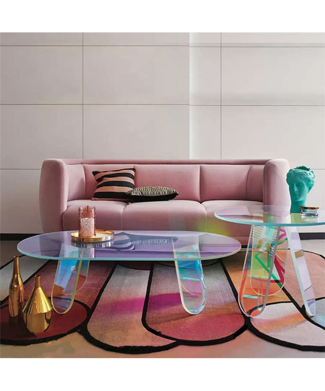 Iridescent Acrylic Coffee Table and End Table