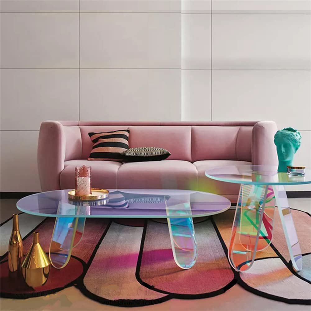 Iridescent Acrylic Coffee Table and End Table