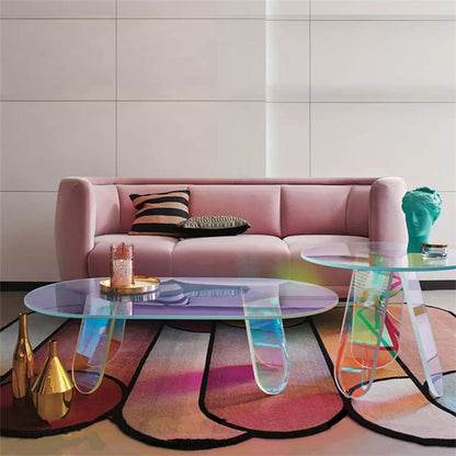 Iridescent Acrylic Coffee Table and End Table