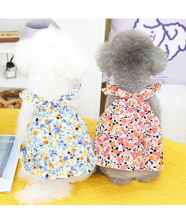 Princess Style Floral Spring and Summer Dog Dress