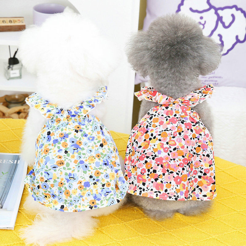 Princess Style Floral Spring and Summer Dog Dress