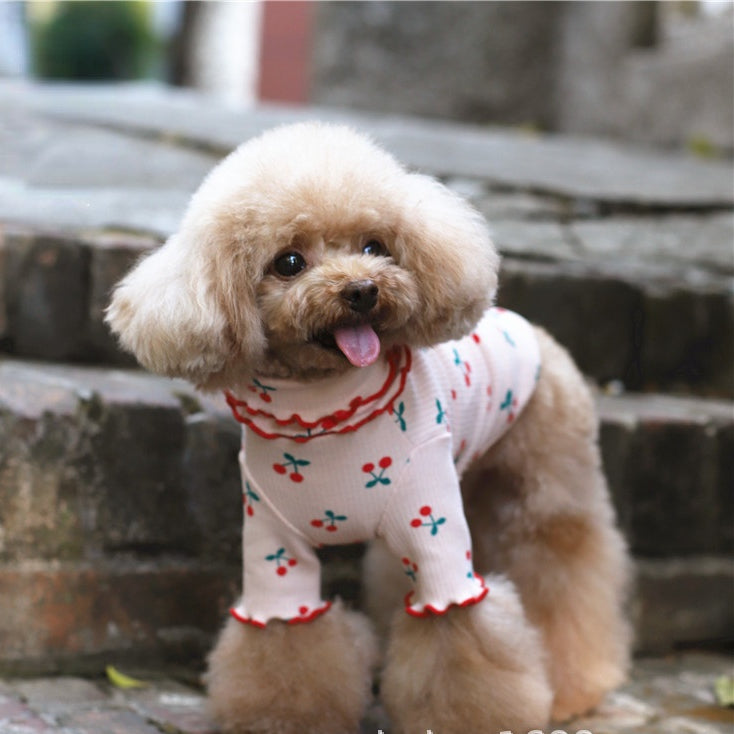 Cherry Print Turtleneck Dog Shirt