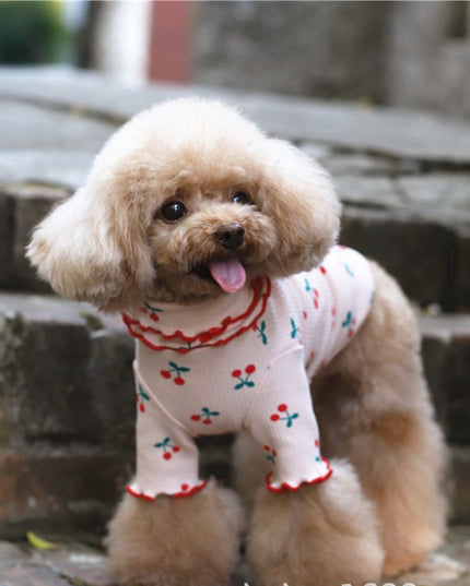 Cherry Print Turtleneck Dog Shirt