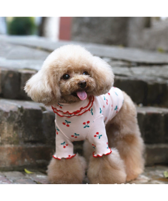 Cherry Print Turtleneck Dog Shirt