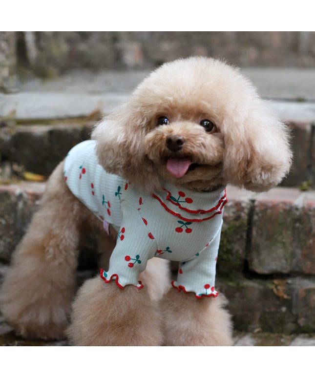 Cherry Print Turtleneck Dog Shirt