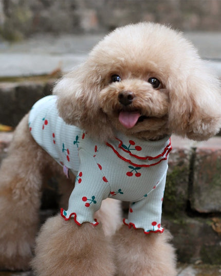 Cherry Print Turtleneck Dog Shirt