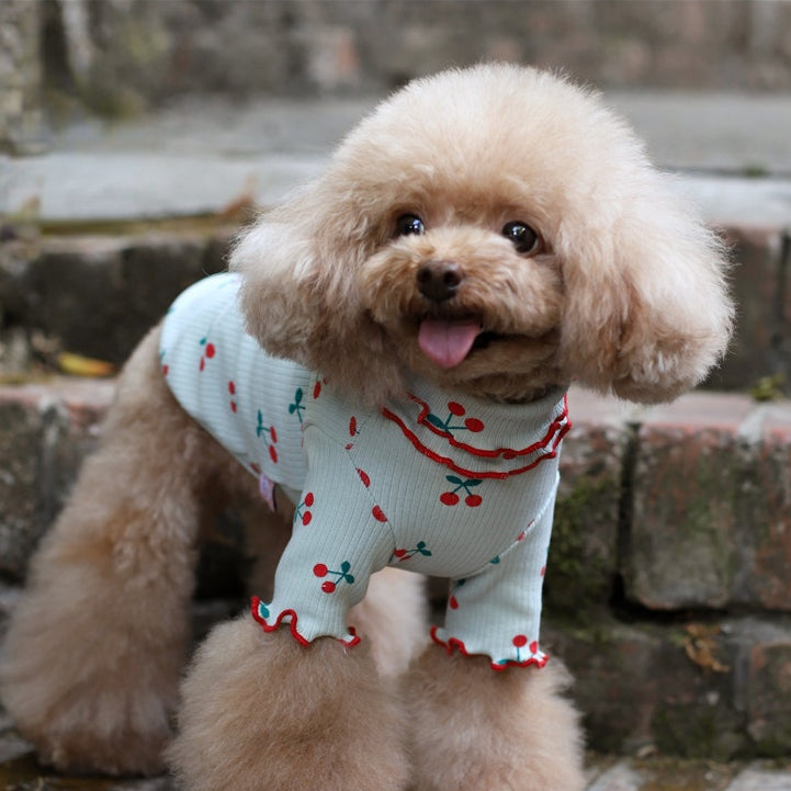 Cherry Print Turtleneck Dog Shirt